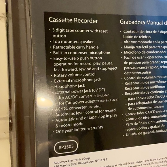 RCA RP3503 Cassette Tape Recorder NIP Standup Mic & Adapter Included 2008 - Picture 4 of 5